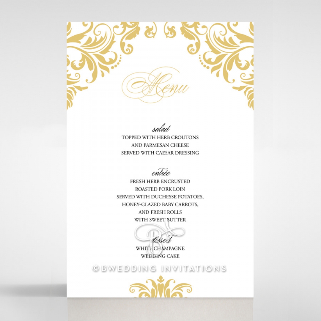 Victorian Extravagance wedding venue table menu card design