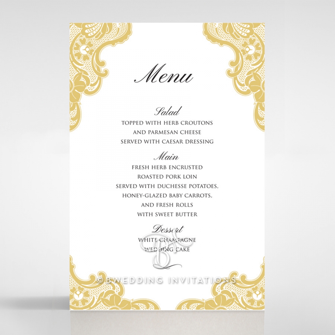 Victorian Lace reception menu card stationery design