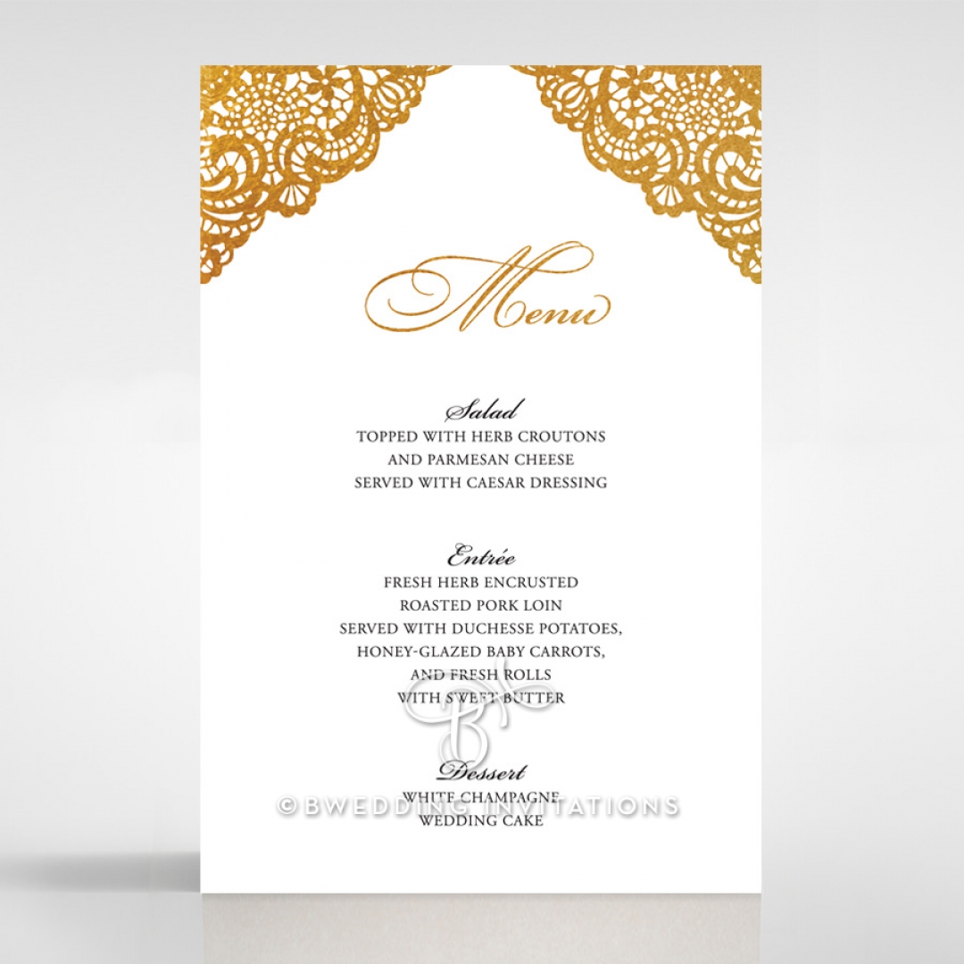 Vintage Prestige with Foil wedding reception menu card