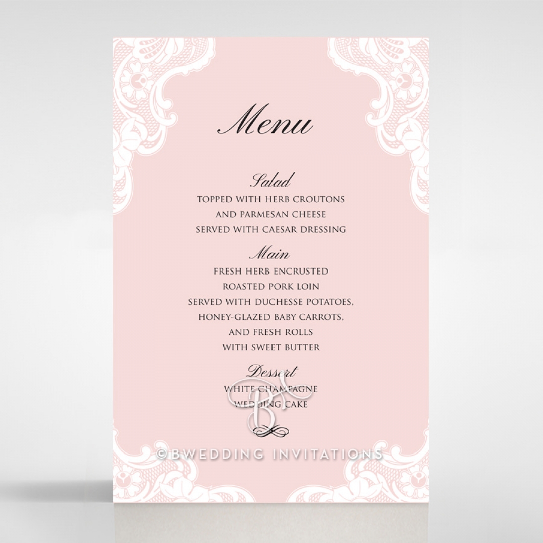 White Lace Drop table menu card stationery