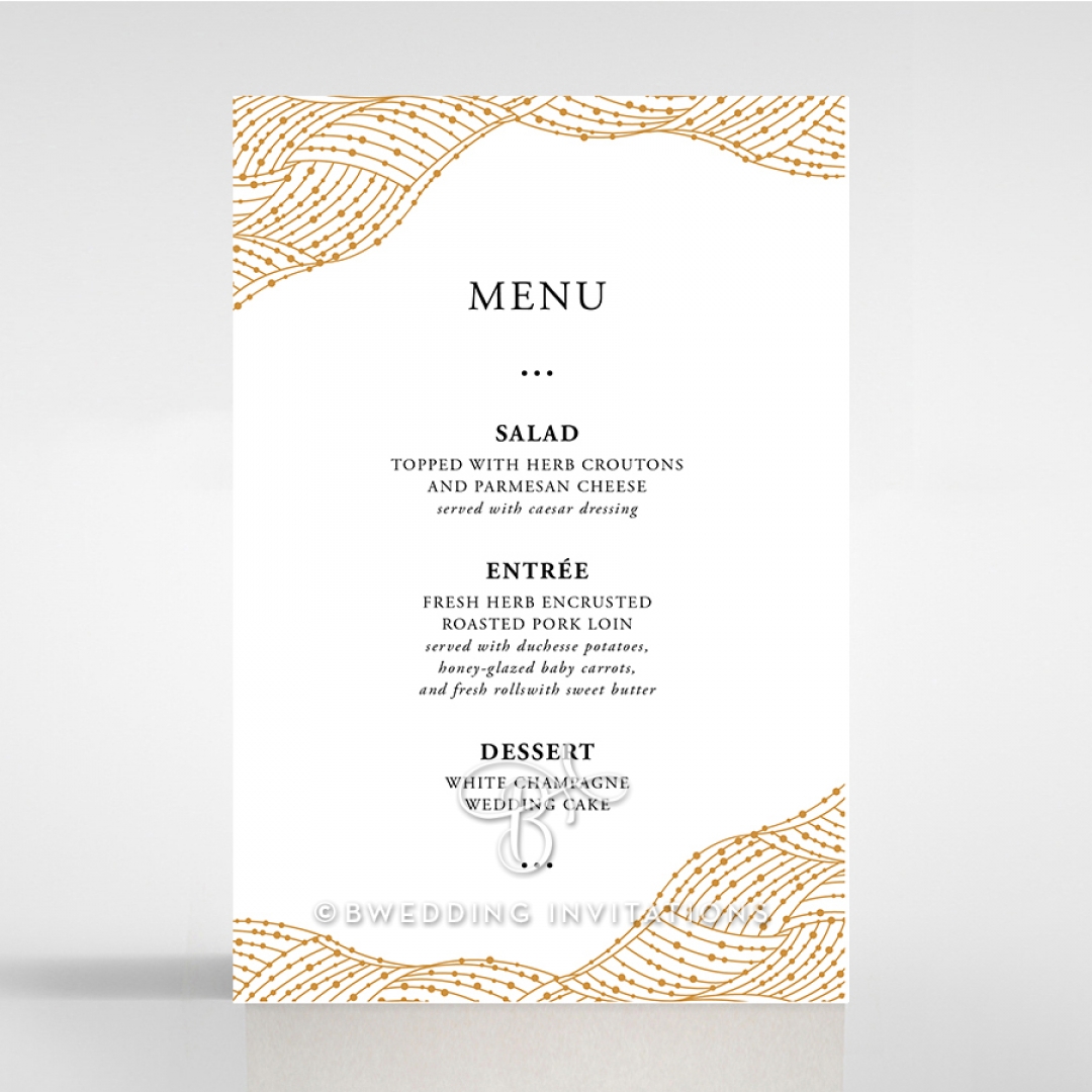 Woven Love Letterpress wedding reception menu card stationery design