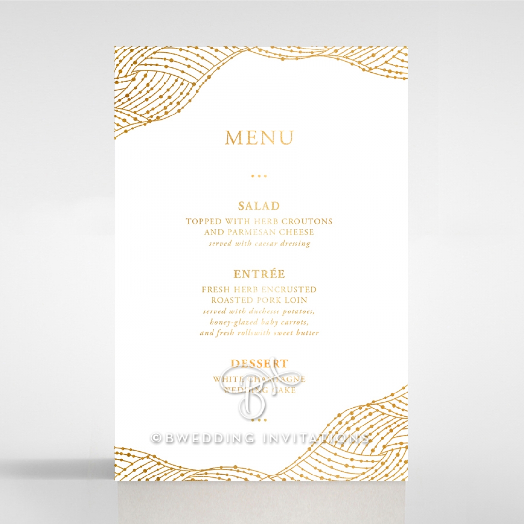 Woven Love Letterpress with foil reception menu card stationery design