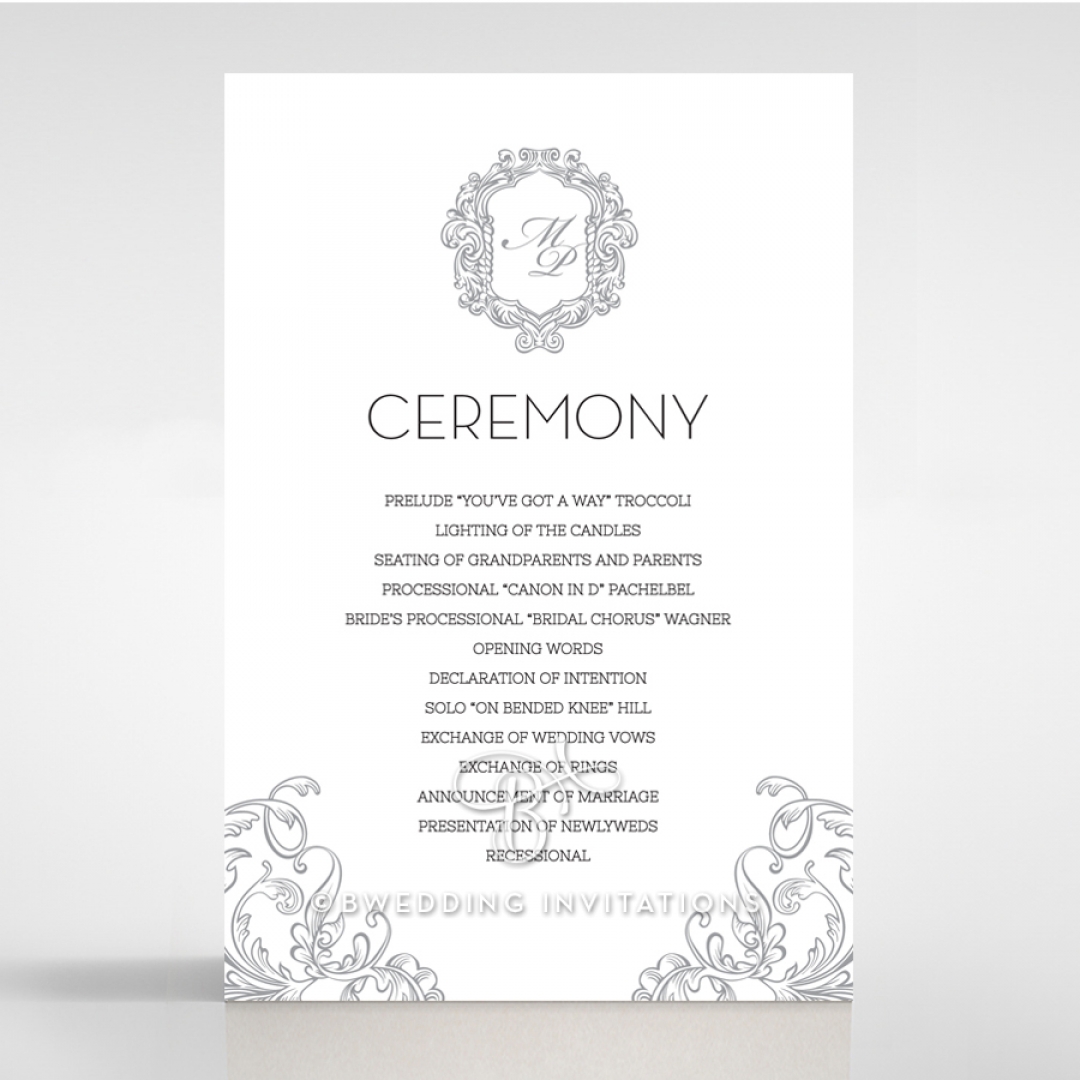 Aristocrat order of service stationery invite card design