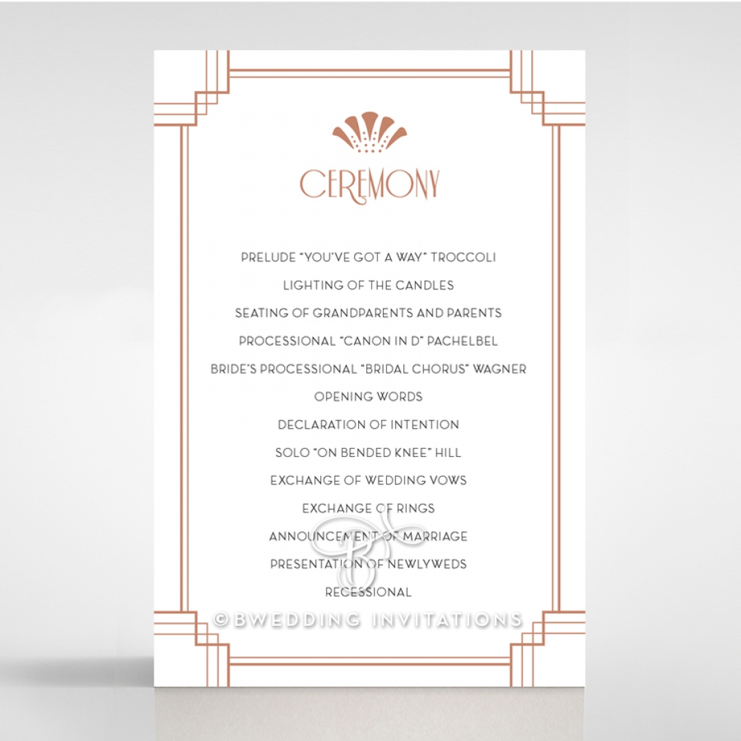 Art Deco Allure wedding order of service invitation card