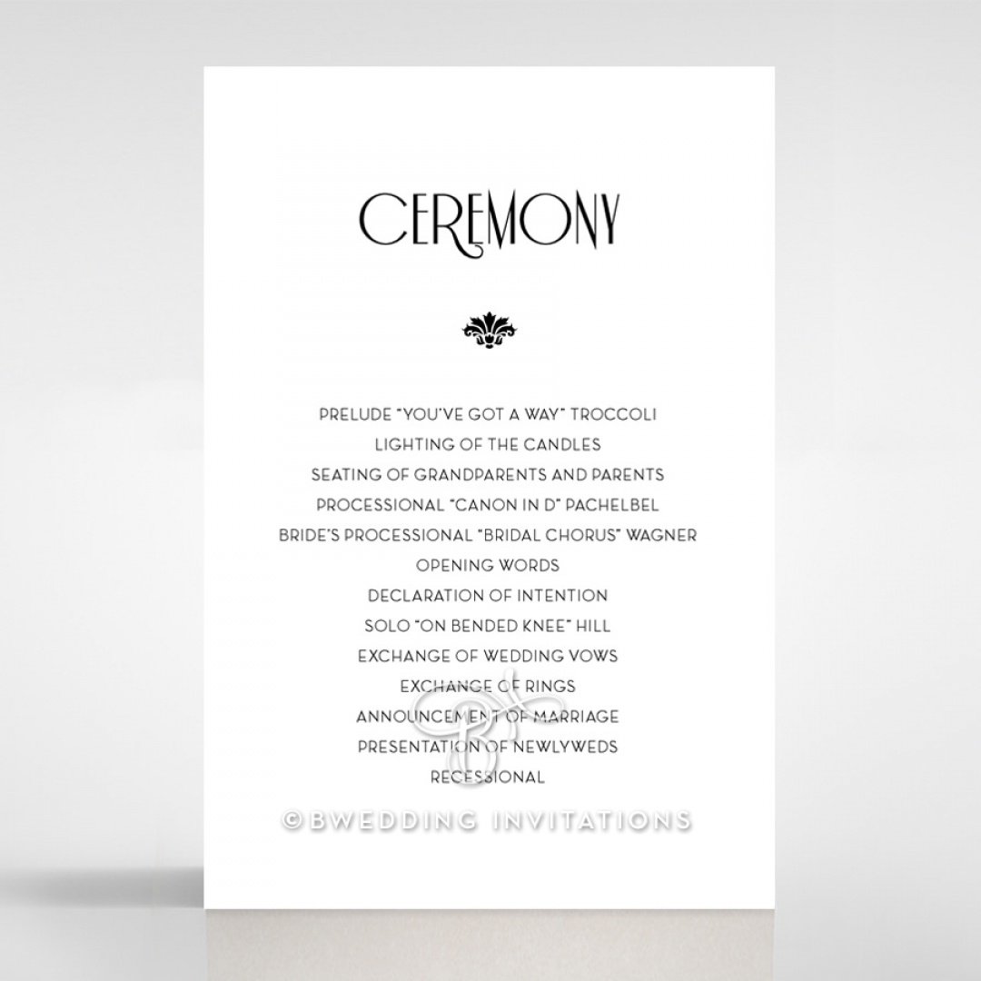 Art Deco Romance order of service wedding invite card design