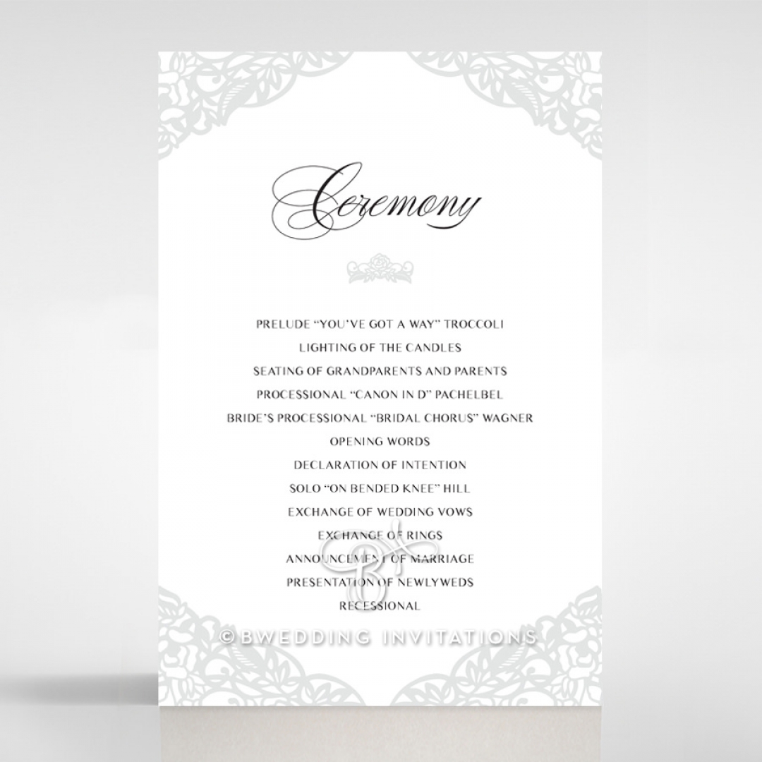 Black Floral Lux wedding stationery order of service ceremony card