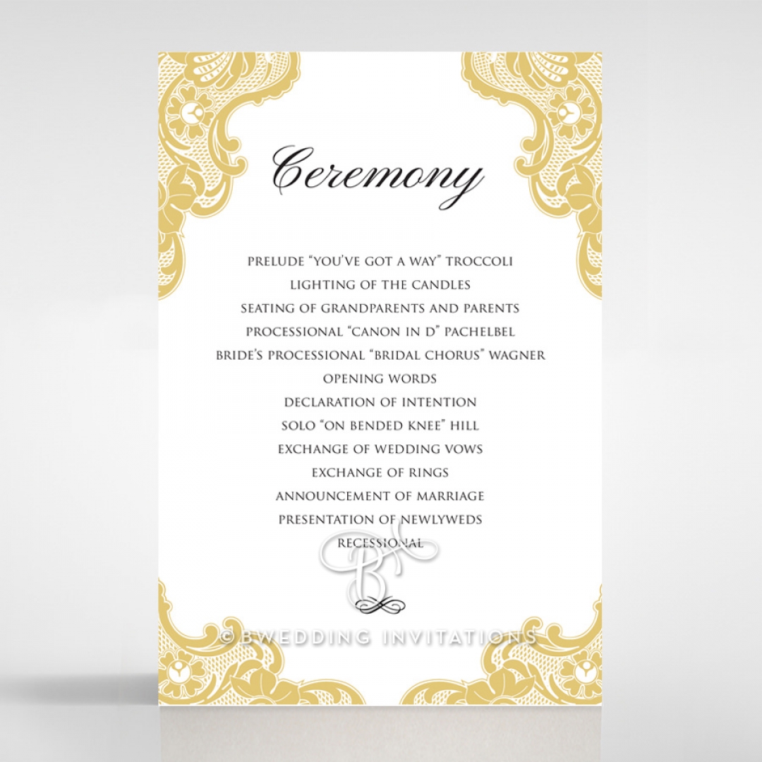 Black Lace Drop order of service wedding card