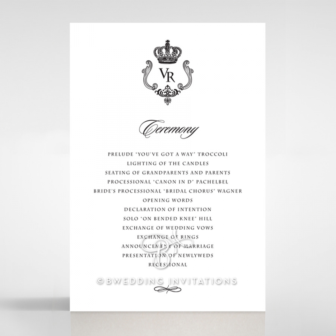 Black Victorian Gates order of service invitation card design