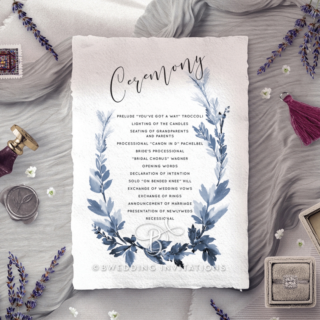 Blue Forest order of service wedding invite card design