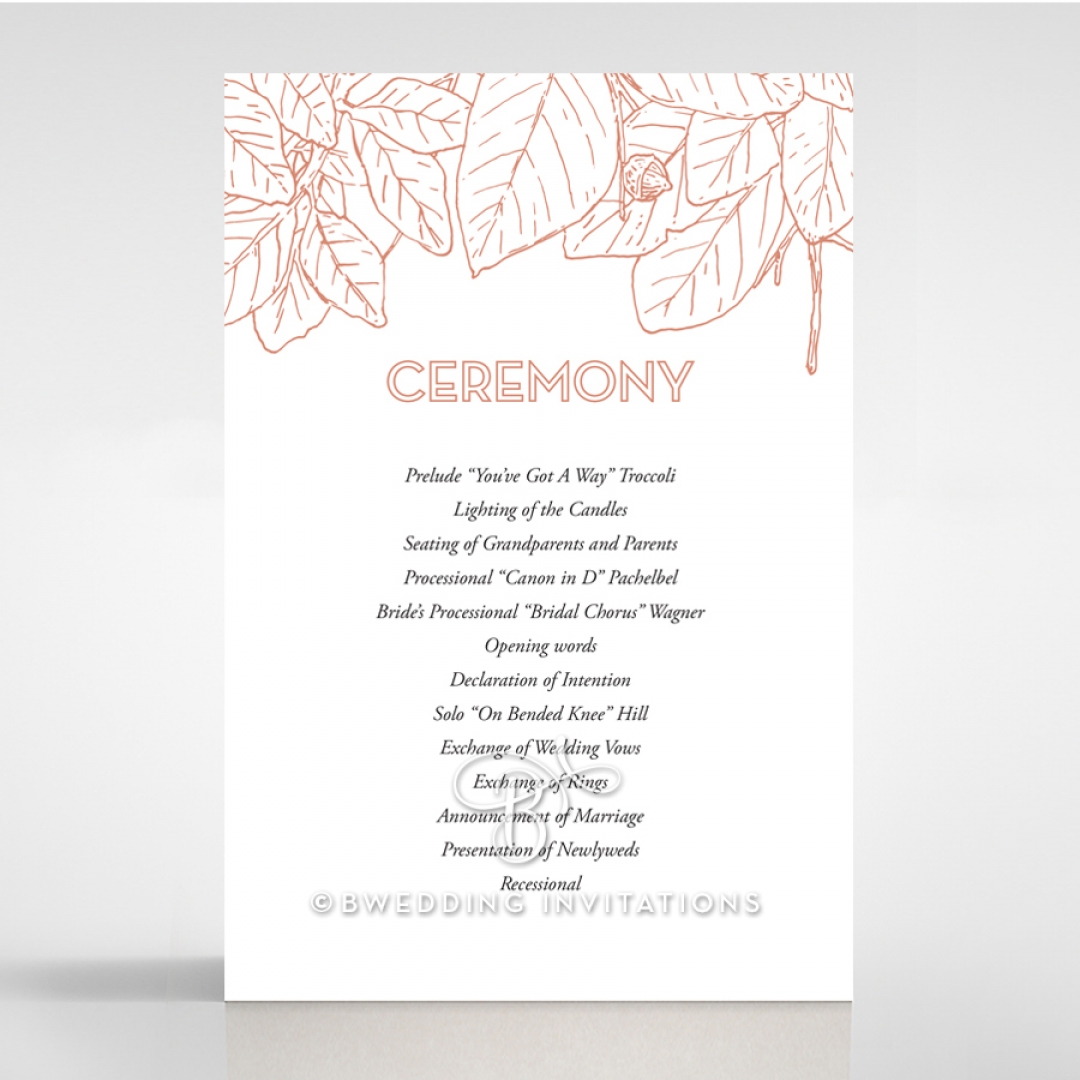 Botanical Canopy order of service ceremony invite card