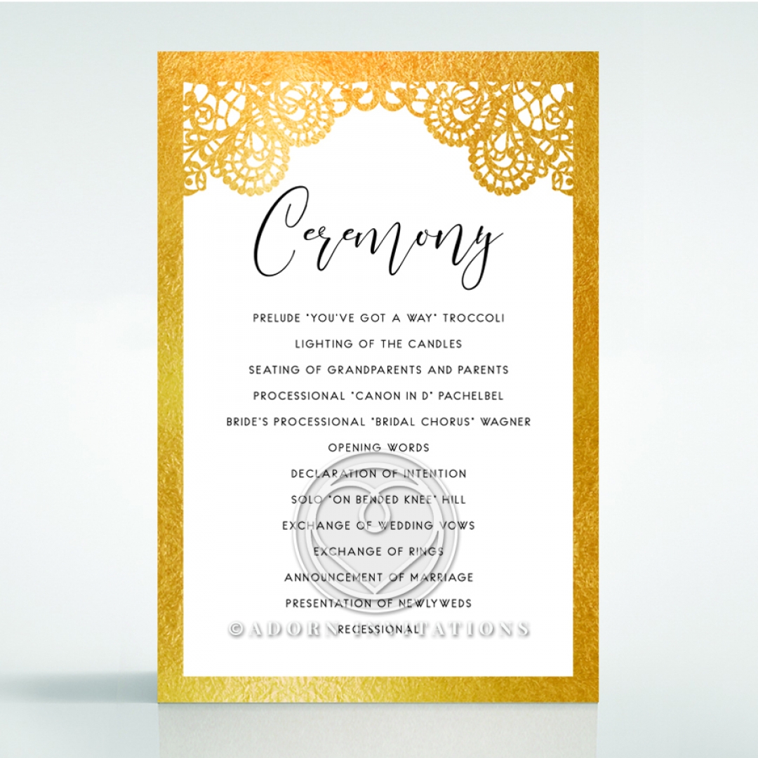 Breathtaking Baroque Foil Laser Cut order of service ceremony invite card design