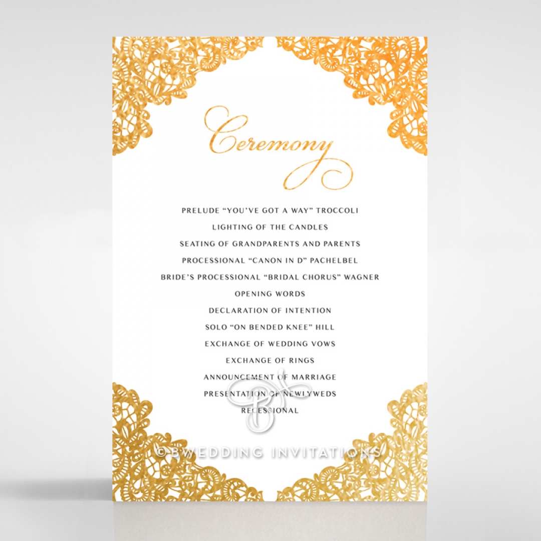 Charming Lace Frame with Foil order of service invite card