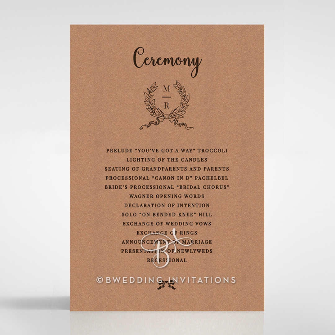 Chic Country Passion order of service invite