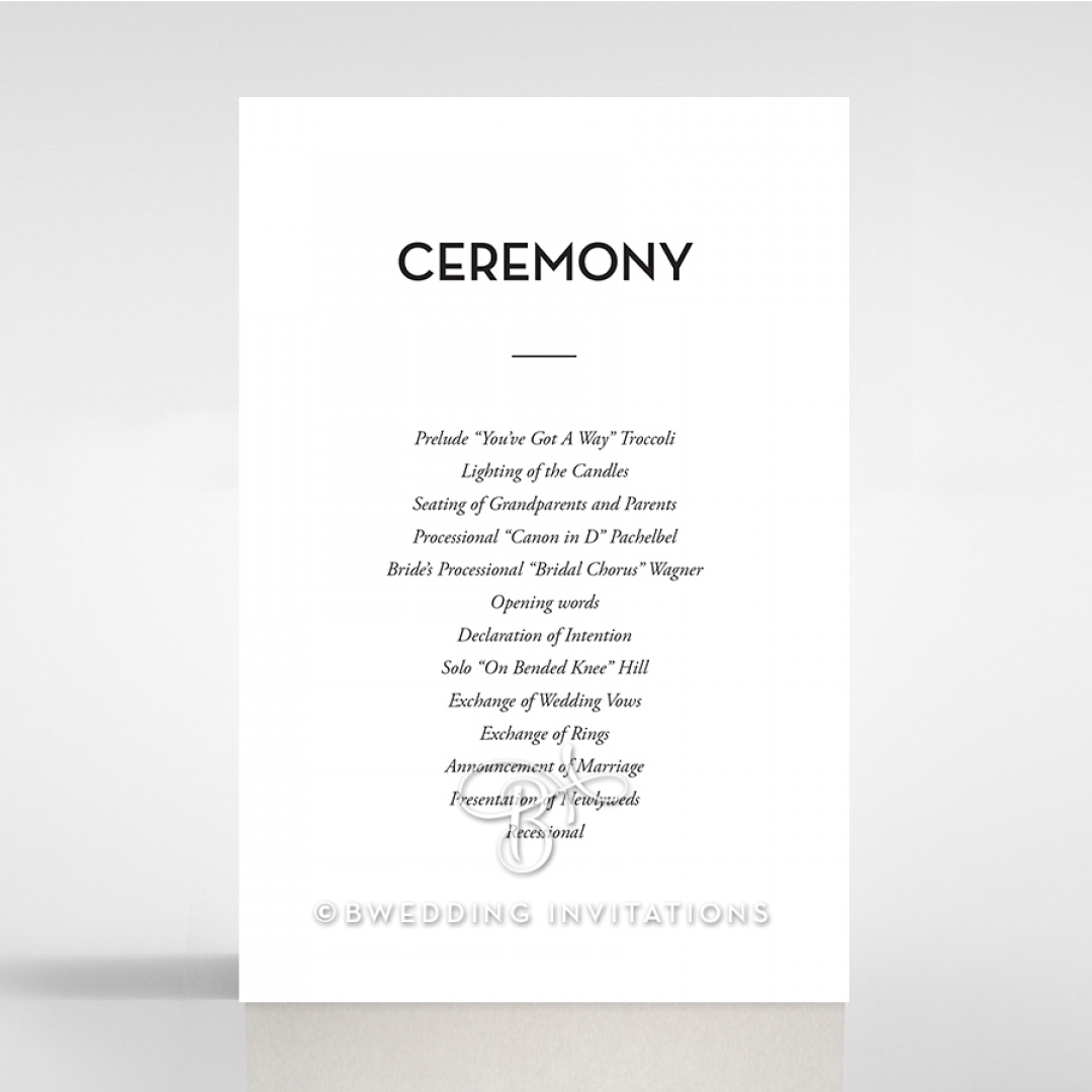 Clear Chic Charm Paper wedding order of service card