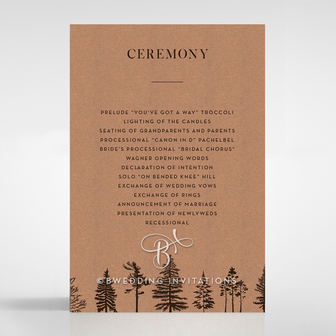 Delightful Forest Romance order of service invite card design