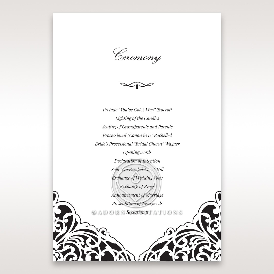 elegance-encapsulated-laser-cut-black-wedding-stationery-order-of-service-ceremony-card-DG114009-WH