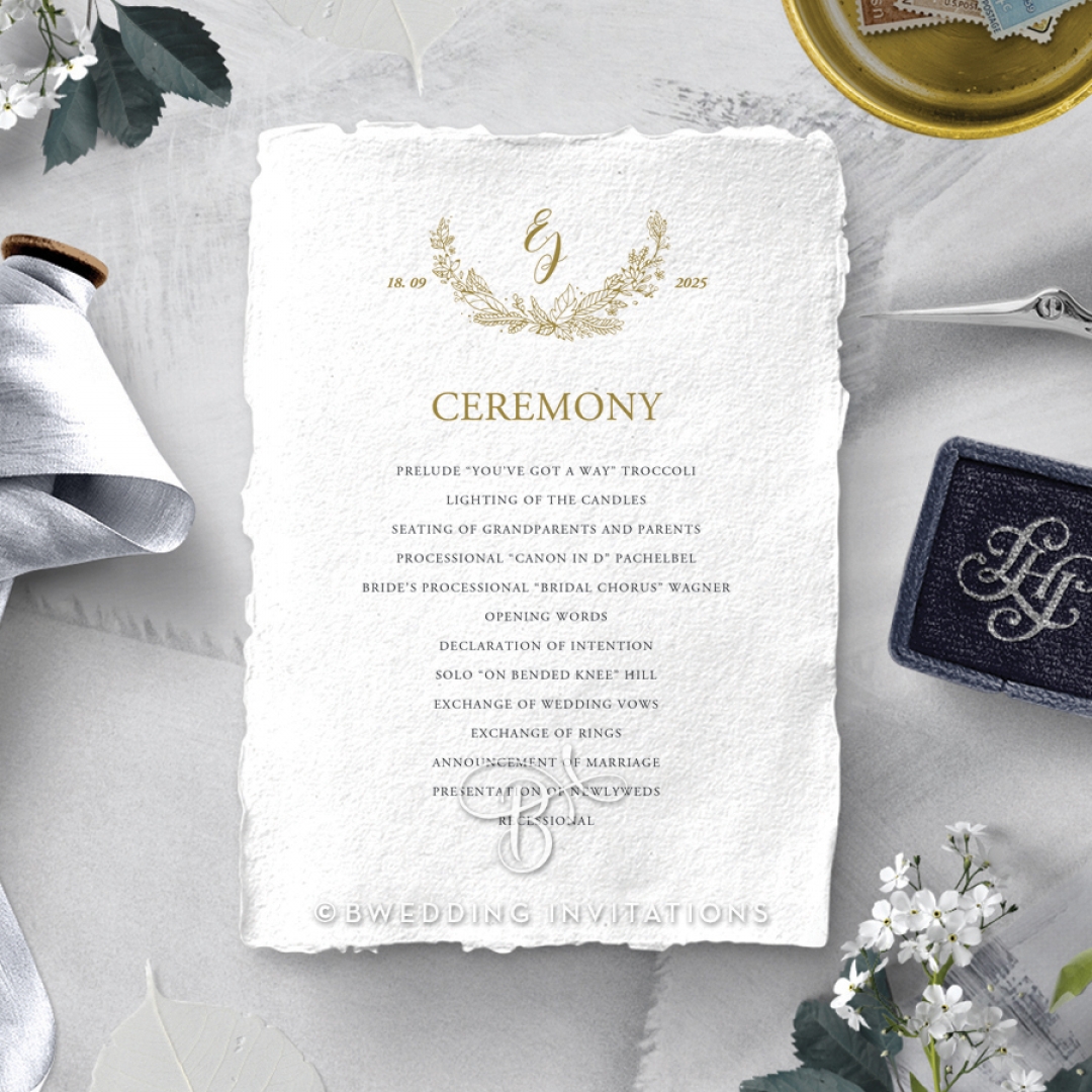 Enchanted Wreath order of service ceremony stationery card design