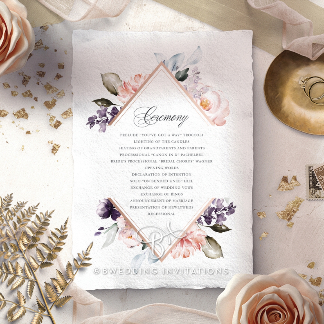 Enchanting Florals wedding stationery order of service ceremony card