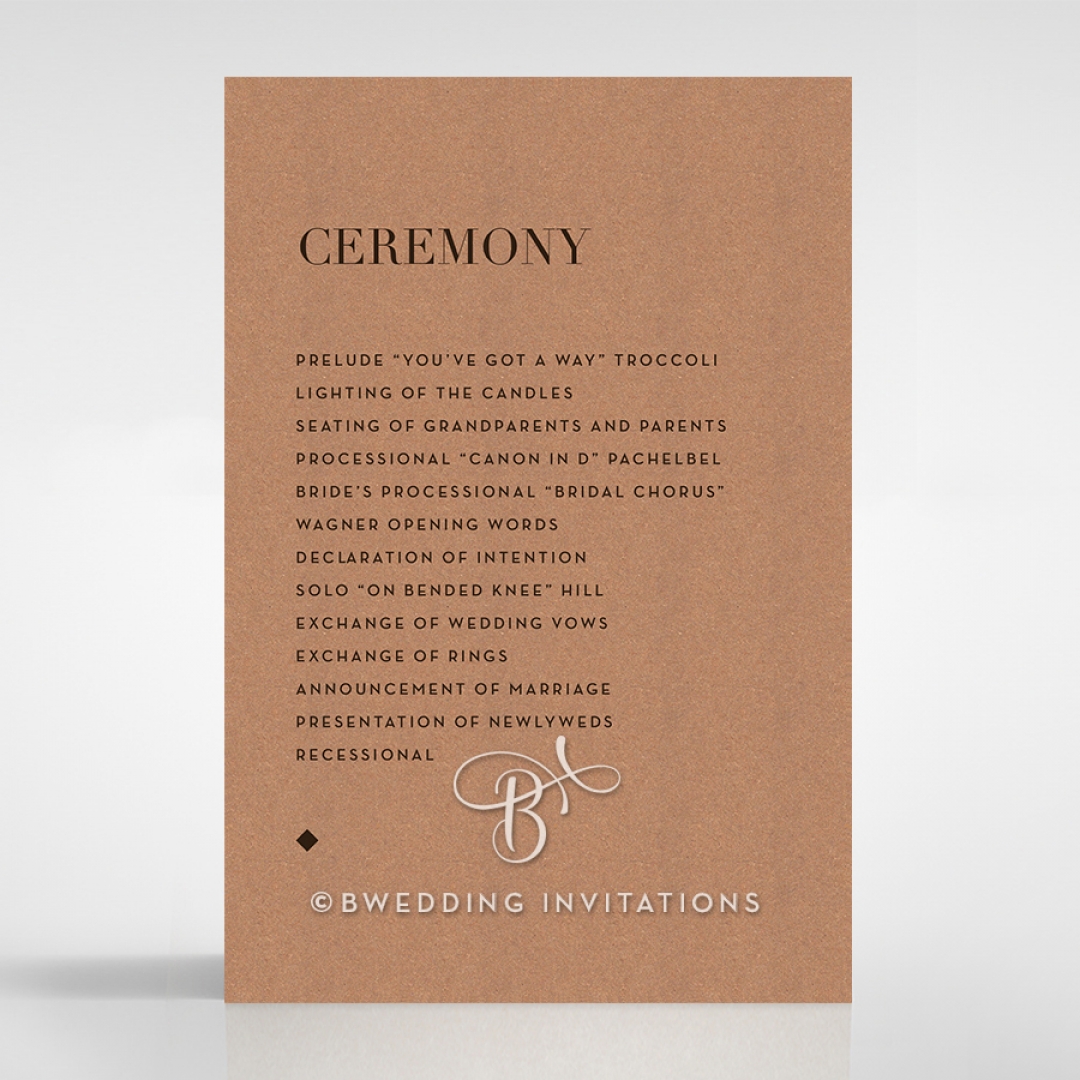 Enchanting Imprint order of service wedding invite card