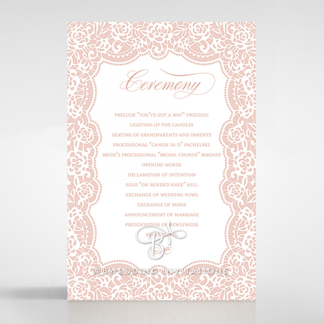 Floral Lace with Foil order of service card design