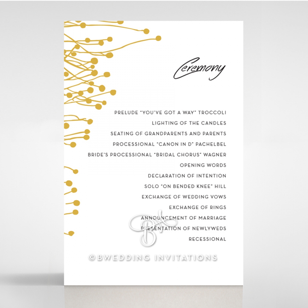 Flourishing Romance order of service wedding card design