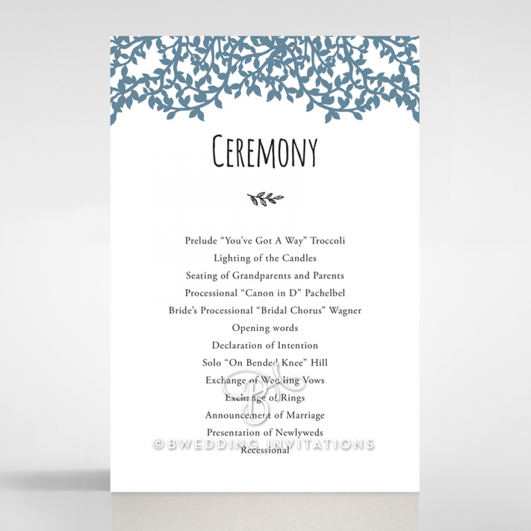 Forest Love wedding stationery order of service ceremony card