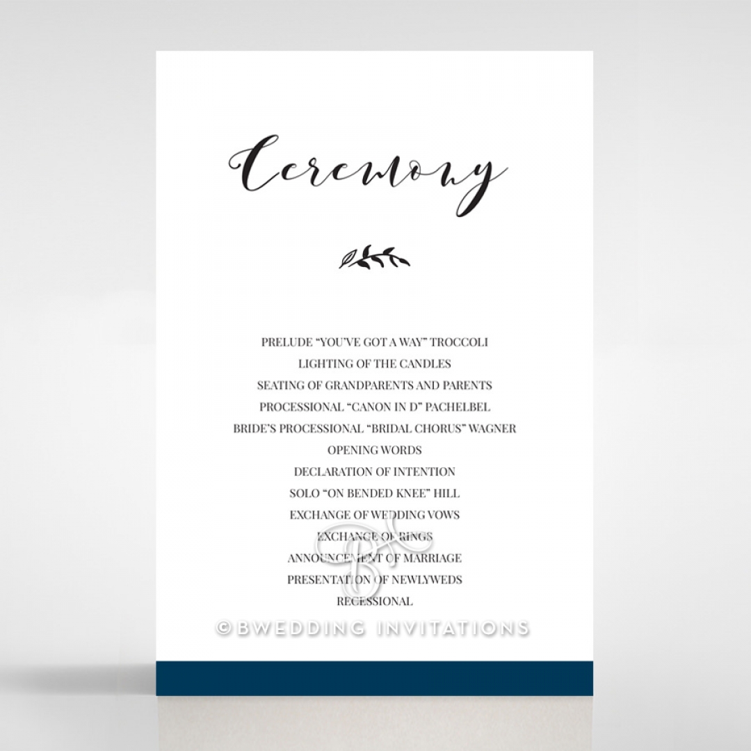 Forever Love Booklet - Navy wedding stationery order of service ceremony invite card