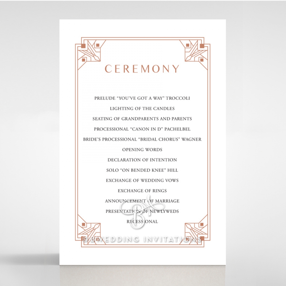 Gatsby Glamour wedding order of service invitation card design