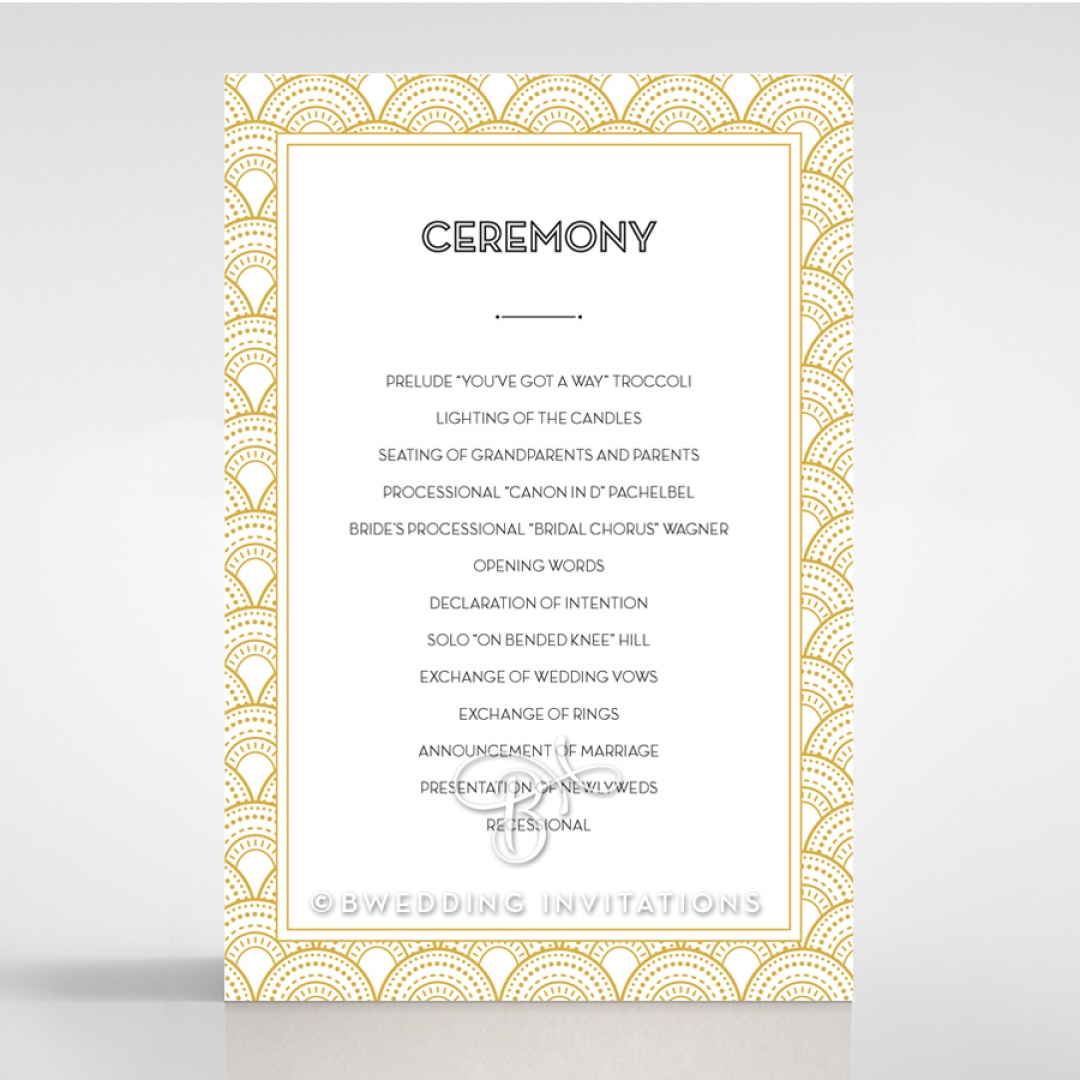 Gatsby Glamour wedding stationery order of service invite card