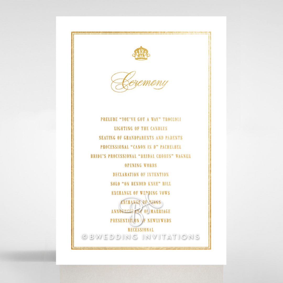 Gold Foil Baroque Gates order of service invite card design