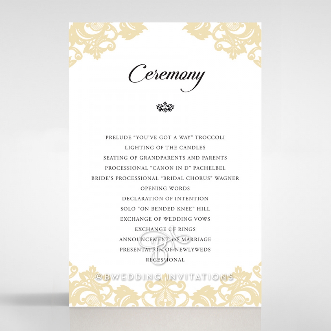 Golden Baroque Pocket wedding stationery order of service ceremony invite card design