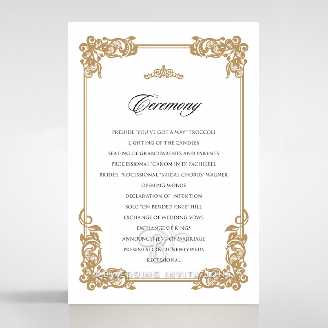 Golden Divine Damask order of service invitation card