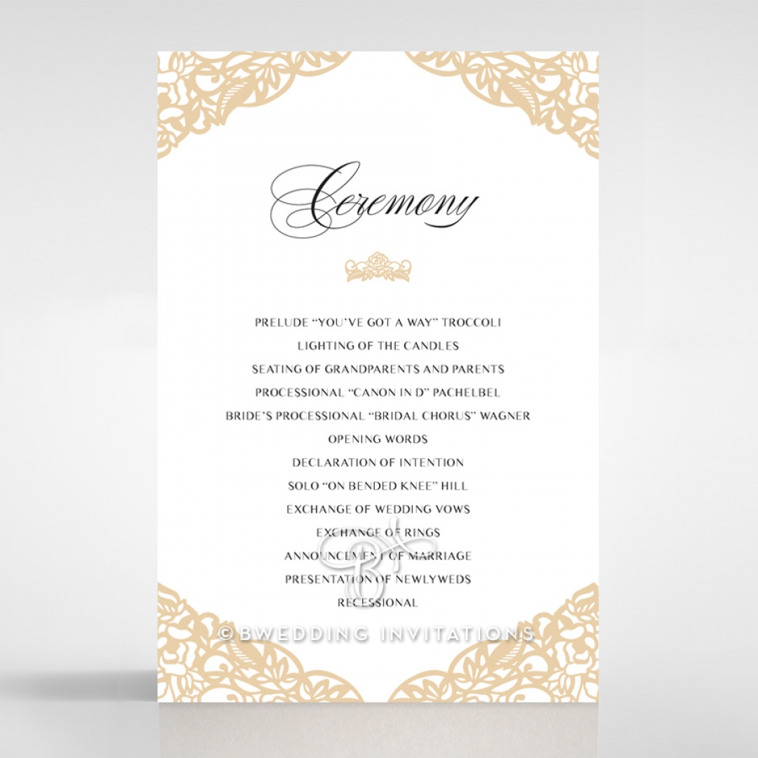 Golden Floral Lux wedding stationery order of service invite card design