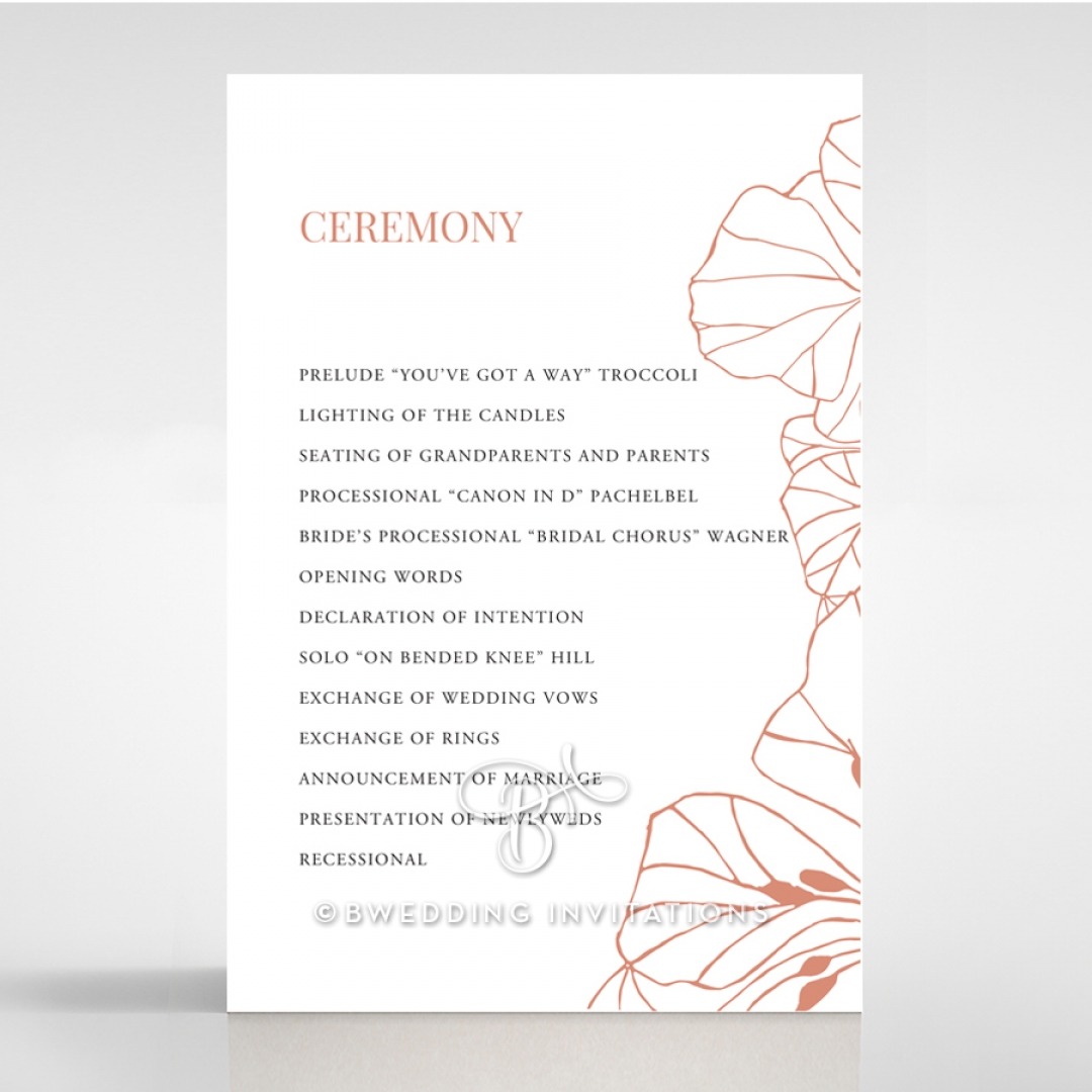 Grand Flora wedding stationery order of service ceremony card