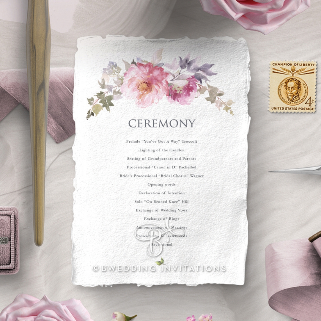 Happily Ever After wedding stationery order of service ceremony invite card design