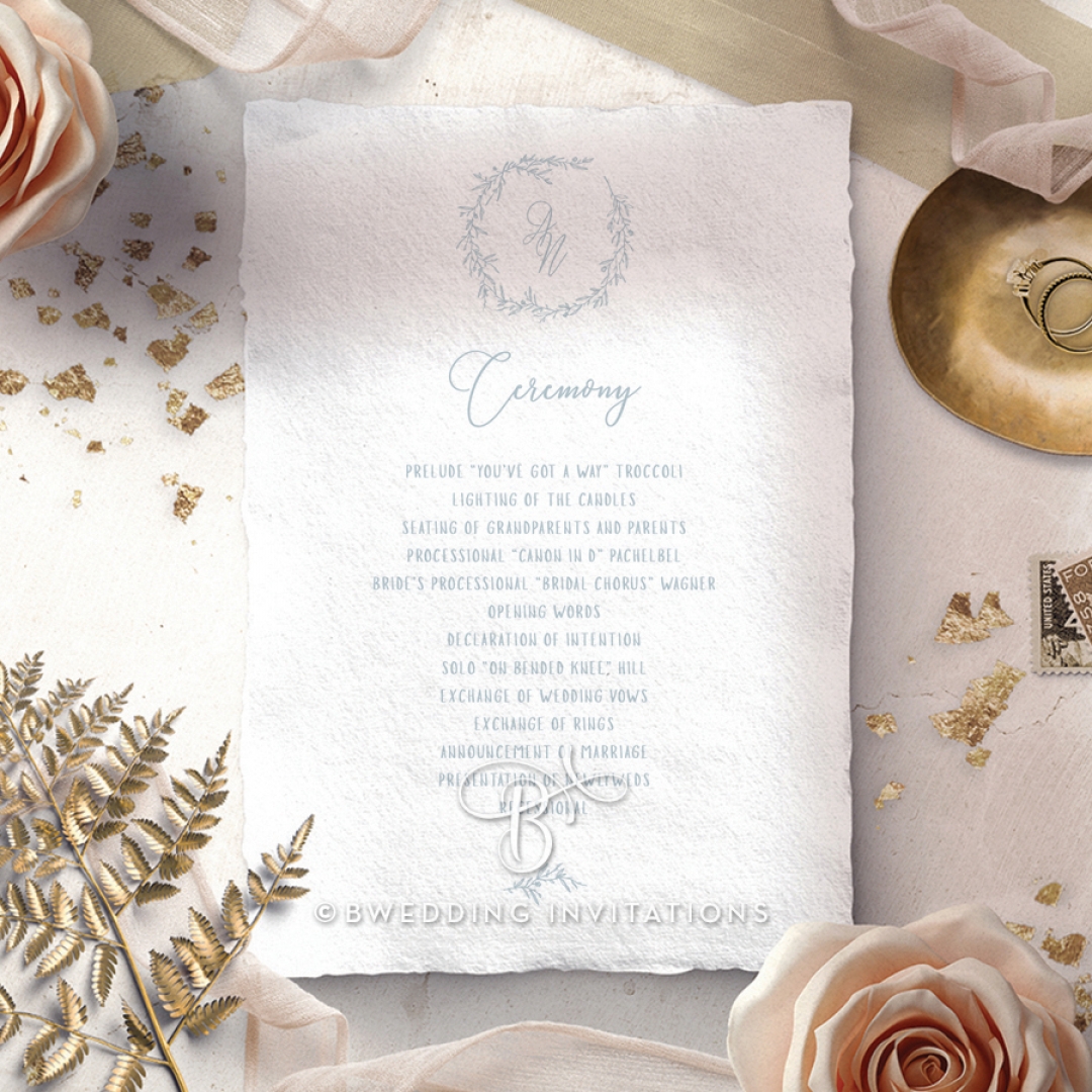 Love Circle wedding stationery order of service card design