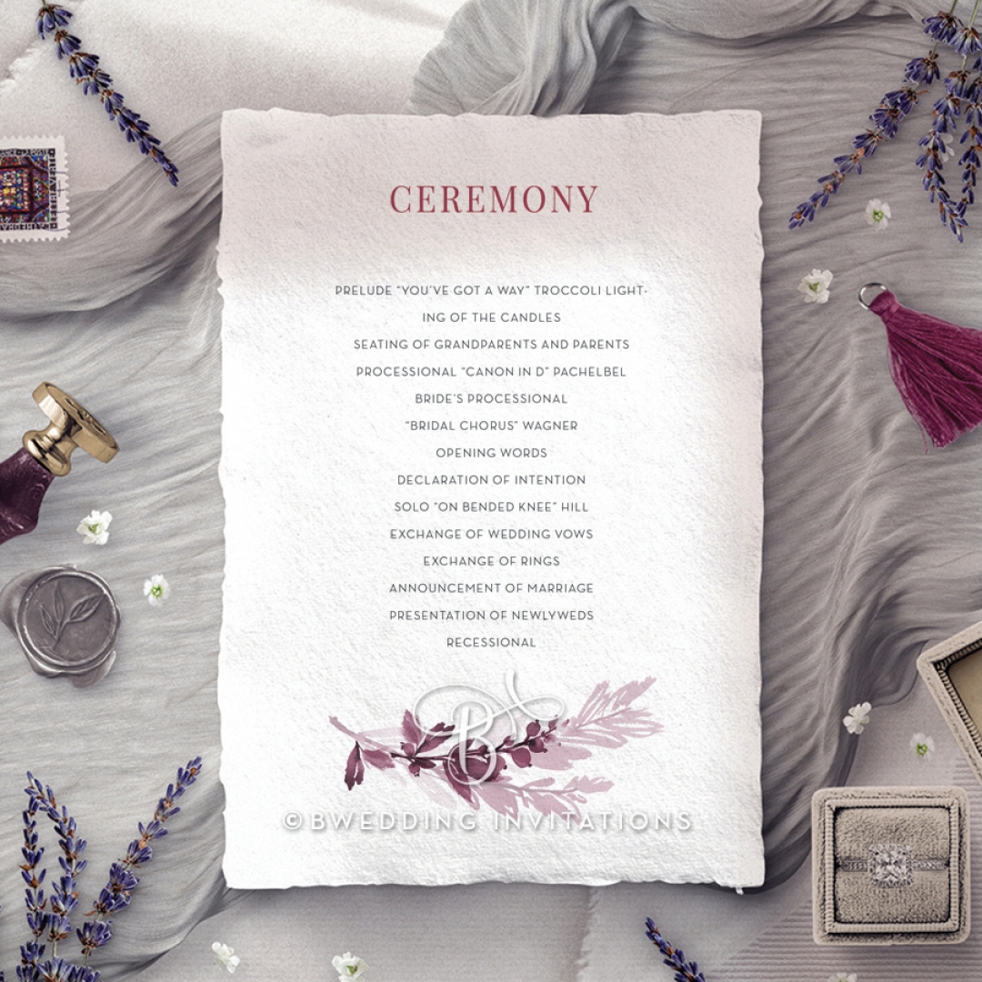 Magenta Wed order of service wedding invite card