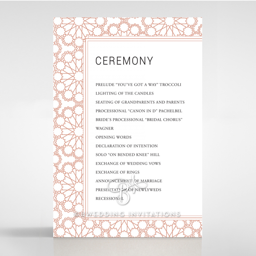 Marrakech order of service invitation card design