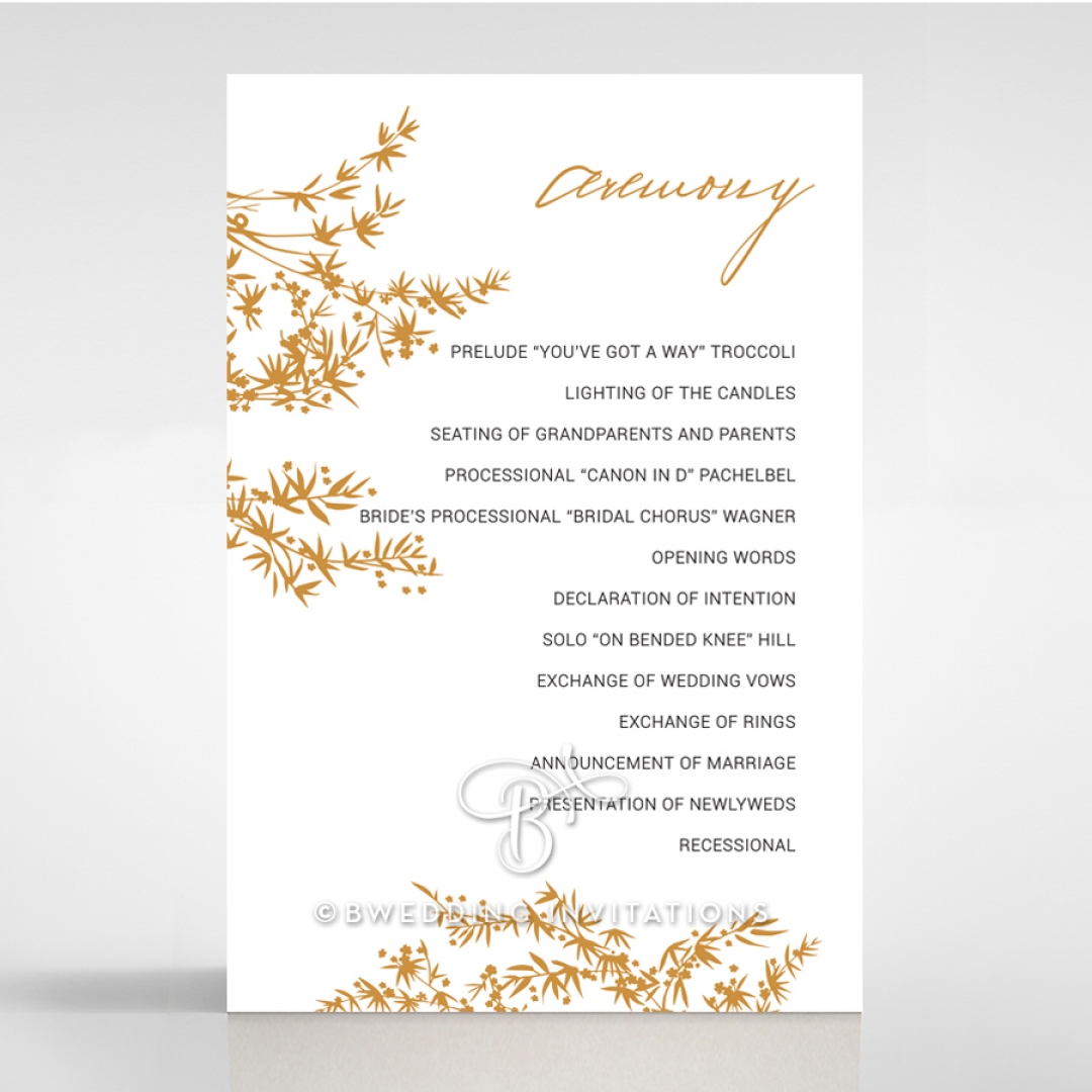 Oriental Romance order of service ceremony invite card design