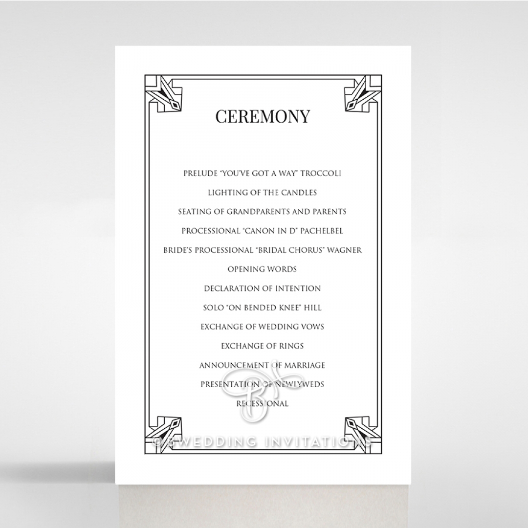 Paper Ace of Spades wedding stationery order of service invite card