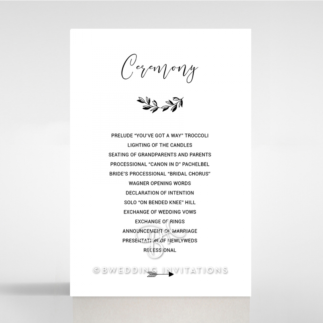 Paper Chic Rustic wedding order of service invite card design