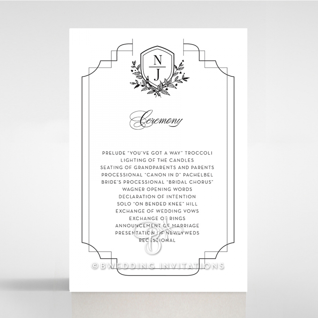 Paper Regal Enchantment wedding order of service ceremony invite card