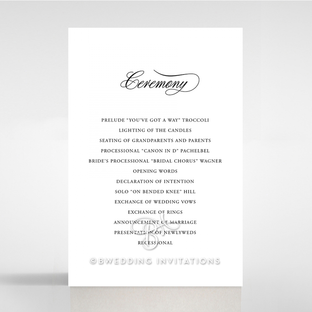 Paper Timeless Romance wedding stationery order of service card