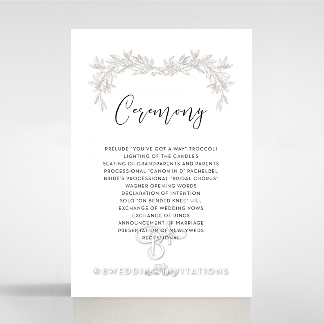 Paper Timeless Simplicity wedding order of service ceremony card design