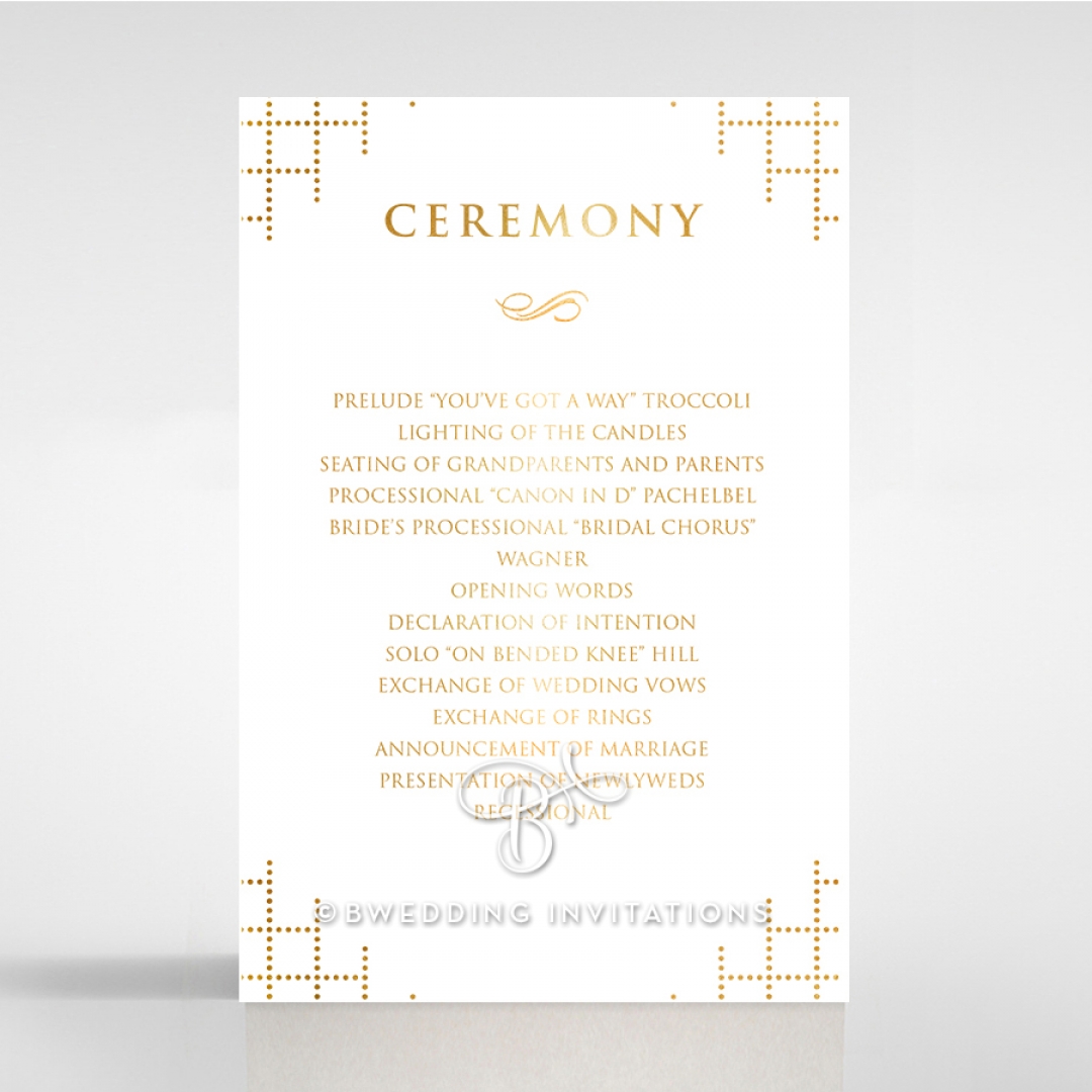 Quilted Letterpress Elegance with foil order of service stationery