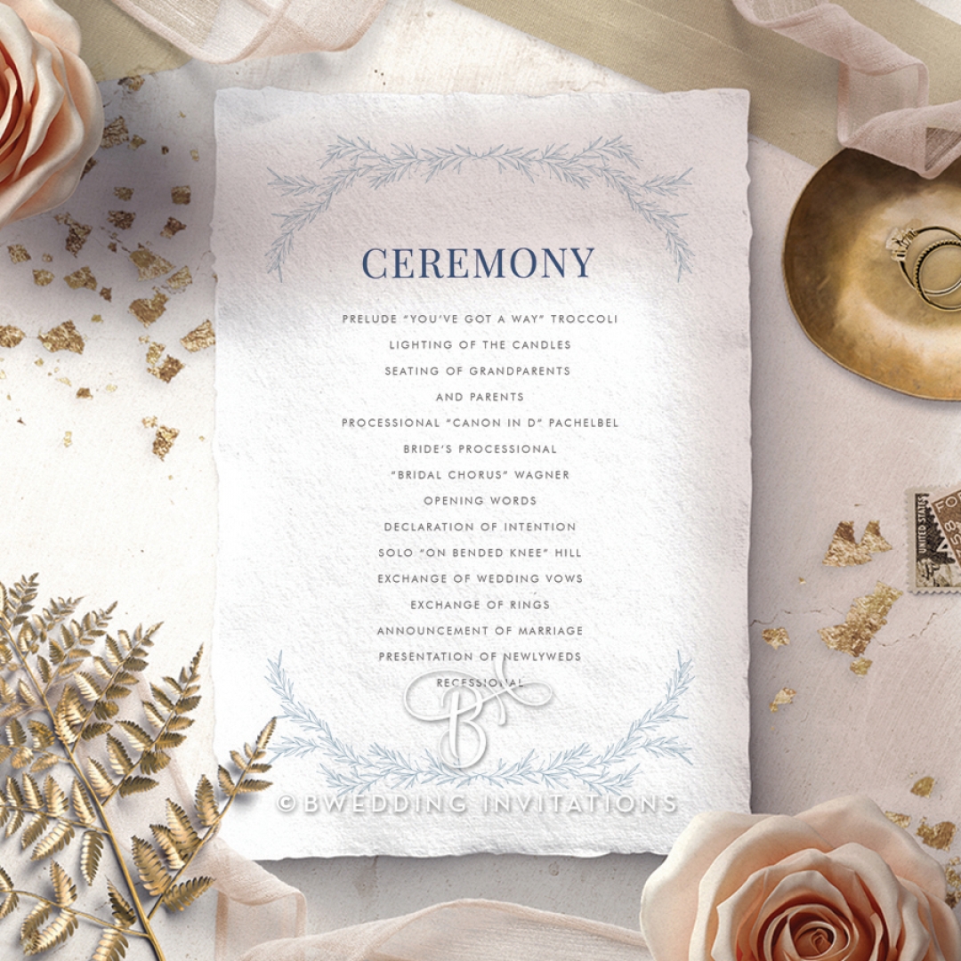 Romantic Soiree wedding stationery order of service invitation card