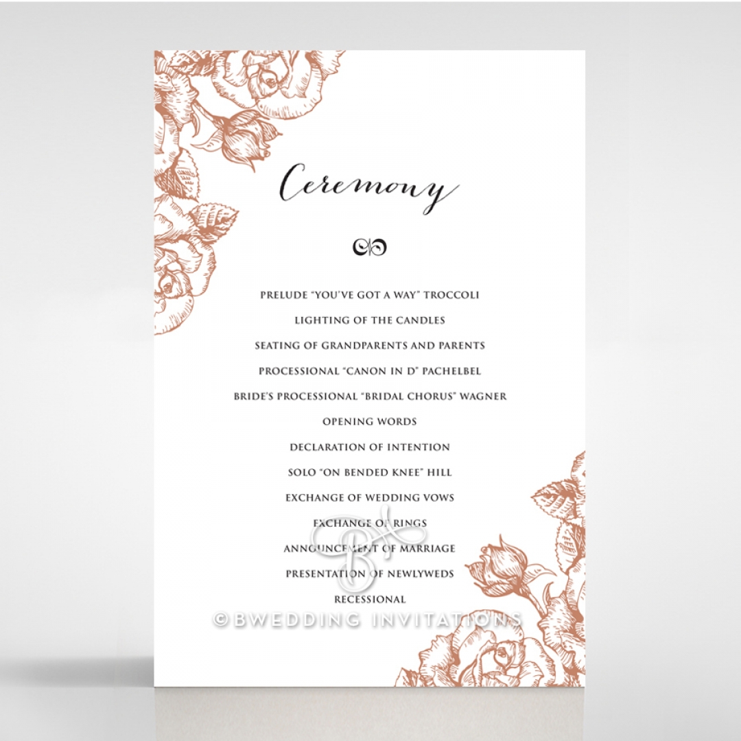 Rose Garden order of service ceremony card design