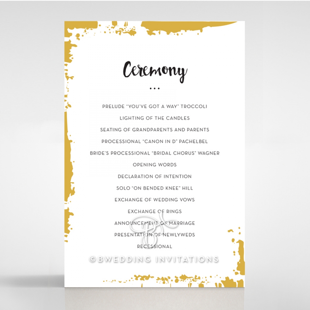 Rusted Charm order of service invitation card