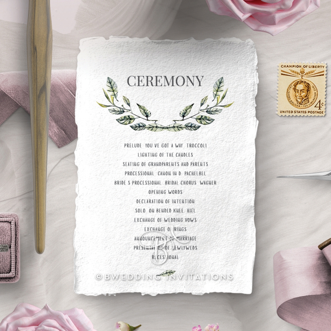 Rustic Affair order of service invitation card