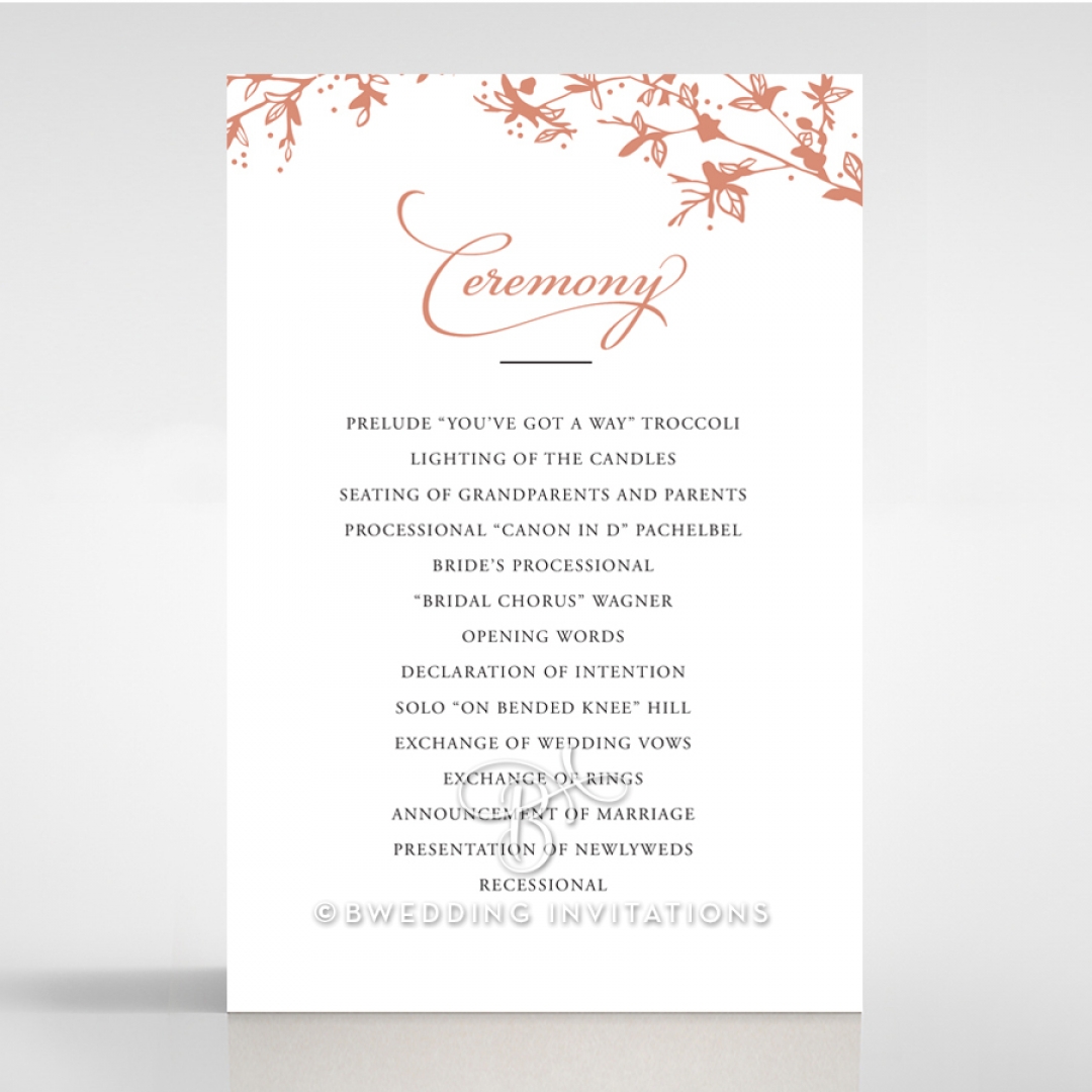 Secret Garden wedding stationery order of service invite